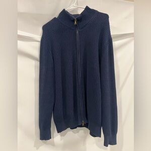 St Johns Bay Blue Cotton Knit Sweater Zip-Up